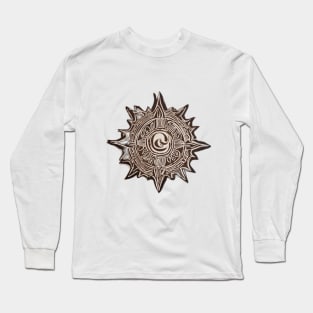 Bronze Sun Mandala Design No. 527 Long Sleeve T-Shirt